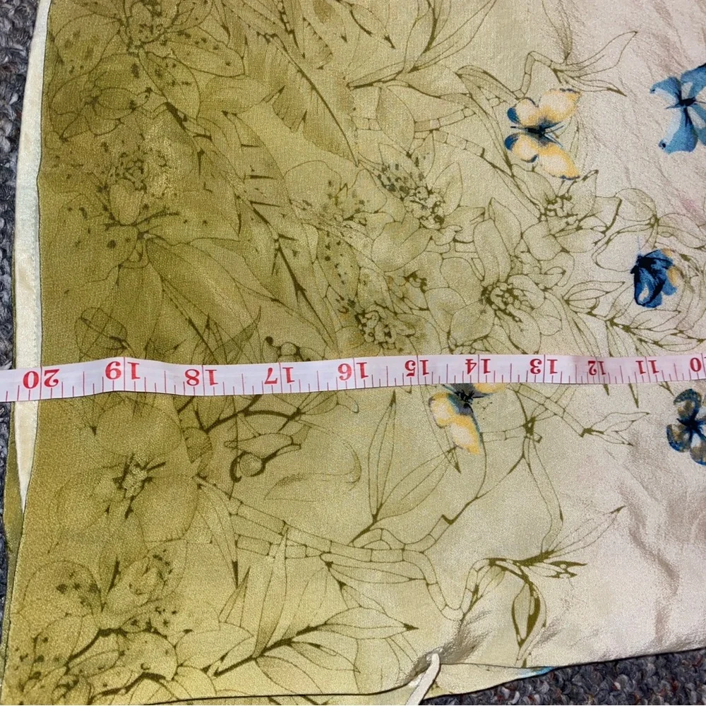 Cream Silk Skirt with Blue Butterfly Print.